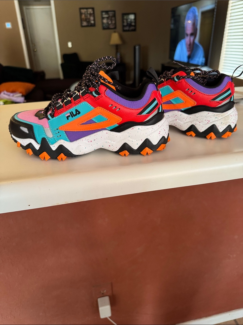 FILA women’s ' Multicolor Trail Sneakers - Pink/Blue/Orange